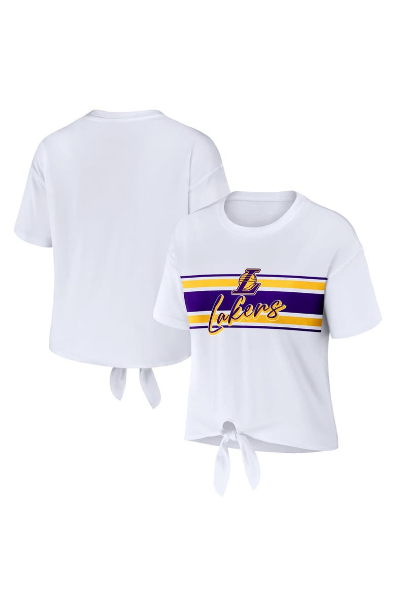 WEAR by Erin Andrews Women's WEAR by Erin Andrews  White Los Angeles Lakers Tie-Front T-Shirt, Alternate, color, White
