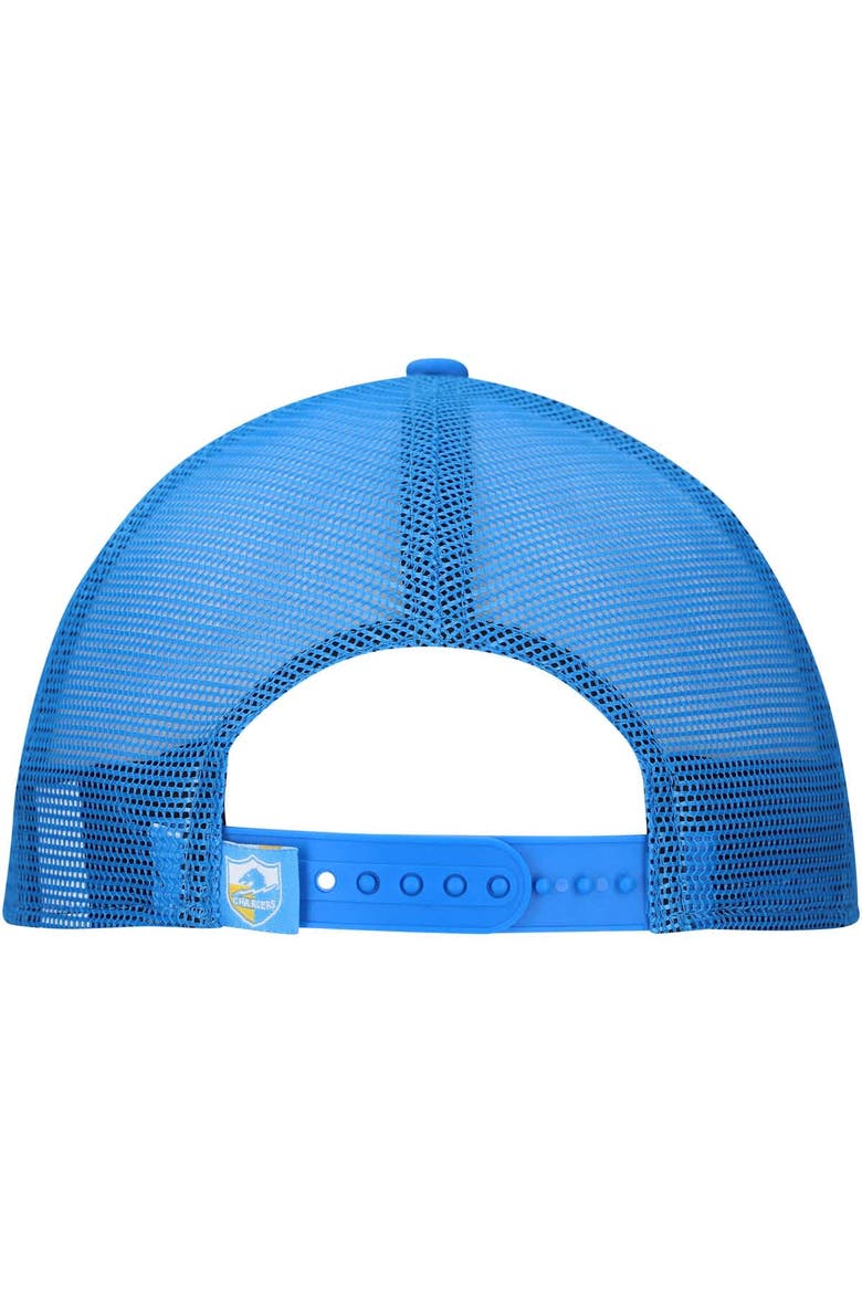 Men's New Era White/Powder Blue Los Angeles Chargers Distressed 9FIFTY A-Frame Snapback Hat, Alternate, color, White