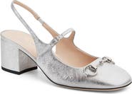 Gucci Horsebit Metallic Mary Jane Slingback Pump