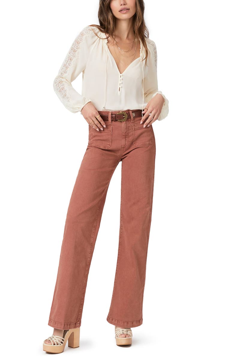 PAIGE Leenah Patch Pocket Wide Leg Jeans, Alternate, color, 