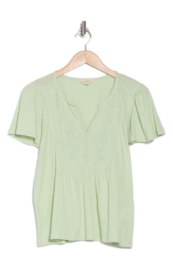 LUCKY BRAND LUCKY BRAND LACE TRIM PEPLUM T-SHIRT