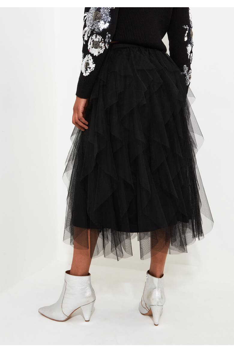 Tulle Midi Skirt, Alternate, color, BLACK