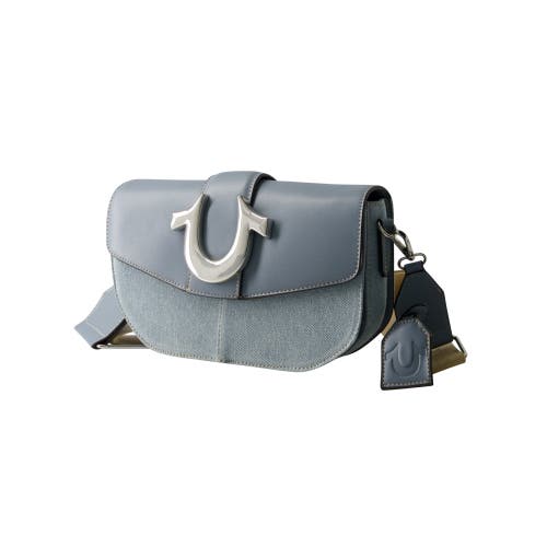 True Religion Denim Saddle Bag With Oversized Horseshoe Logo In Blue