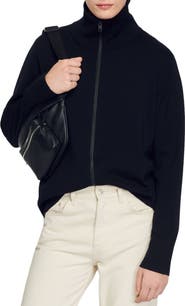 SANDRO Zip-up wool cardigan