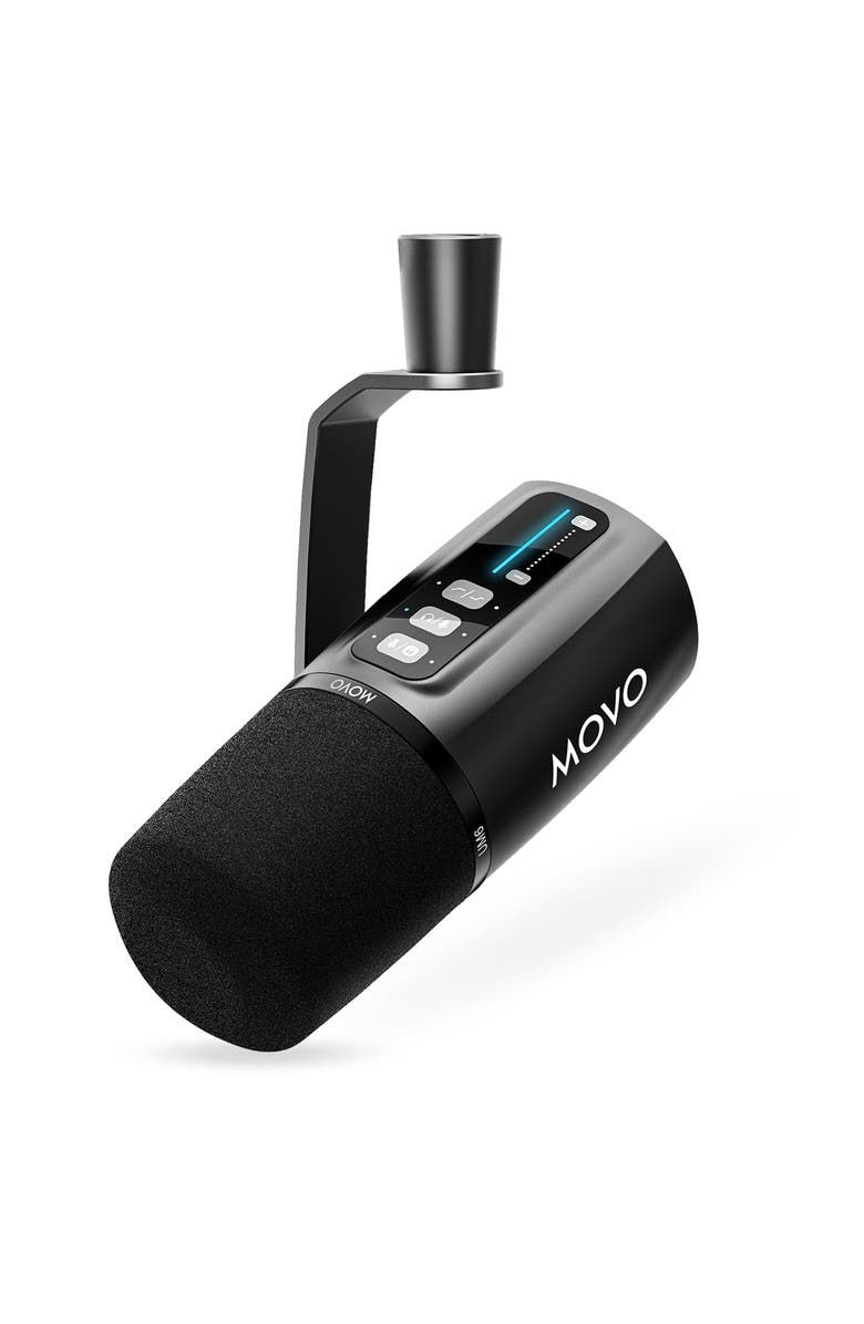 MOVO UM6 Dynamic Podcast Microphone with Built-in GainCast Preamp - XLR and USB C Outputs, Main, color, Black