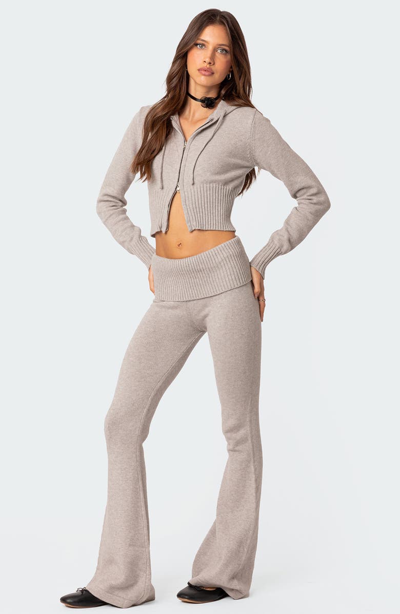 EDIKTED Desiree Crop Zip-Up Sweater Hoodie, Alternate, color, 