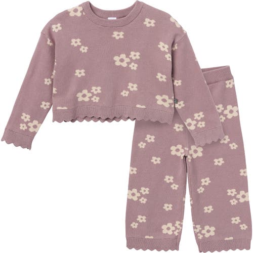 Modern Moments™ By Gerber Scalloped Sweater & Pant Set In Medium Lilac Cluster Jacquard