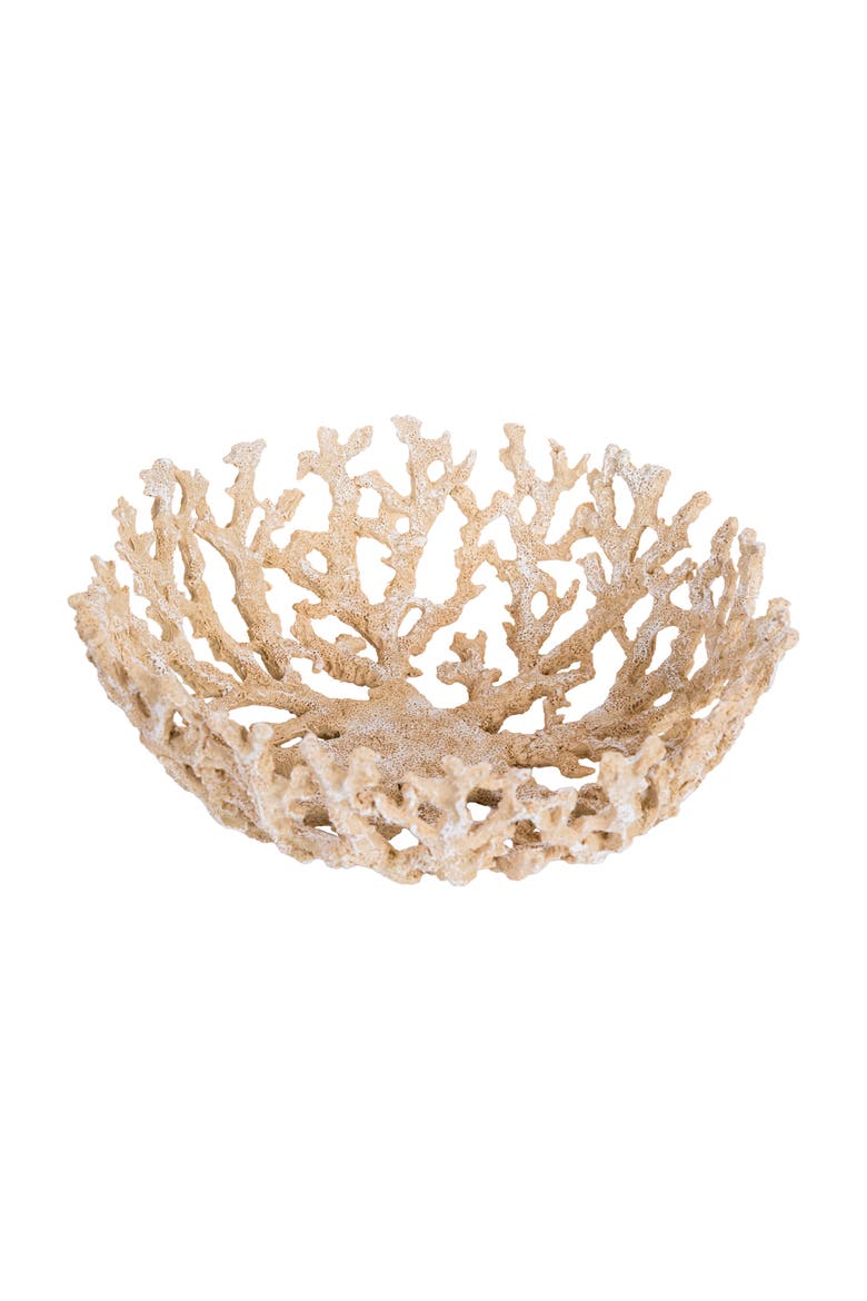 Large Coral Coastal Beach Decorative Bowl, Alternate, color, Yellow