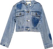 Hannah Banana Kids' Heart Hooded Denim Jacket