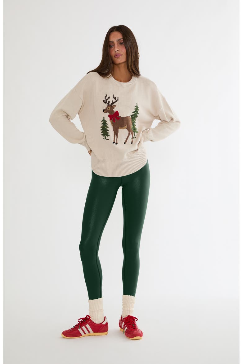Callie Cotton Reindeer Sweater, Alternate, color, FROST