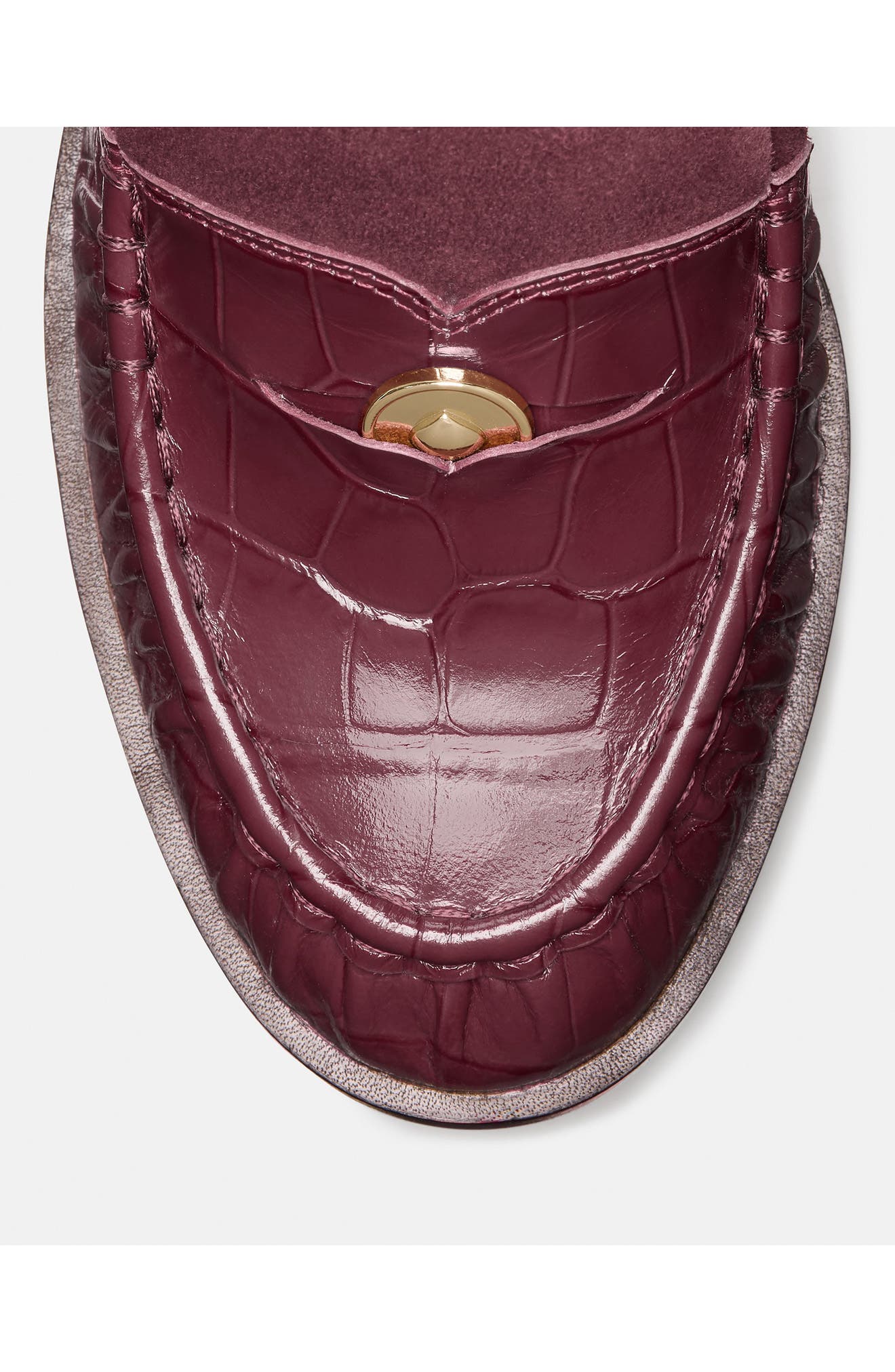 Pani Croc Embossed Leather Loafer Pump, Alternate, color, CHERRY JUICE