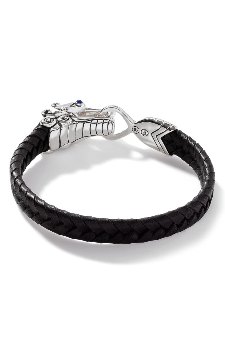 John Hardy Men's Legends Naga Leather Bracelet, Alternate, color, Silver