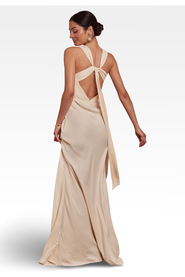 Coco Satin Dress, Alternate, color, Champagne Ivory
