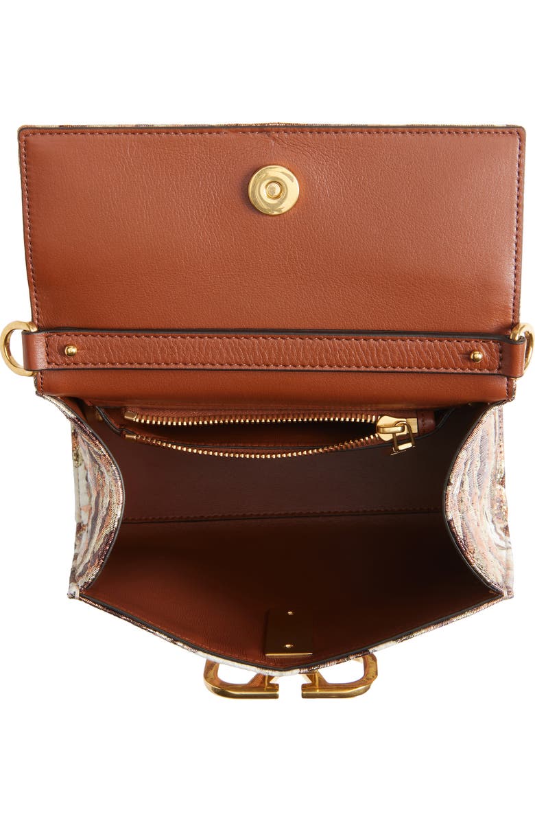 Valentino Garavani Small VSling Quilted Metallic Jacquard Top Handle Bag, Alternate, color,