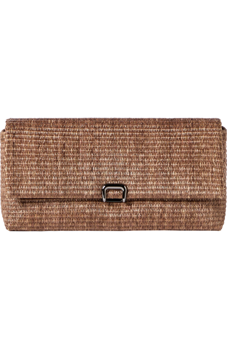 Brunello Cucinelli Raffia sartorial clutch bag, Main, color, Light Brown