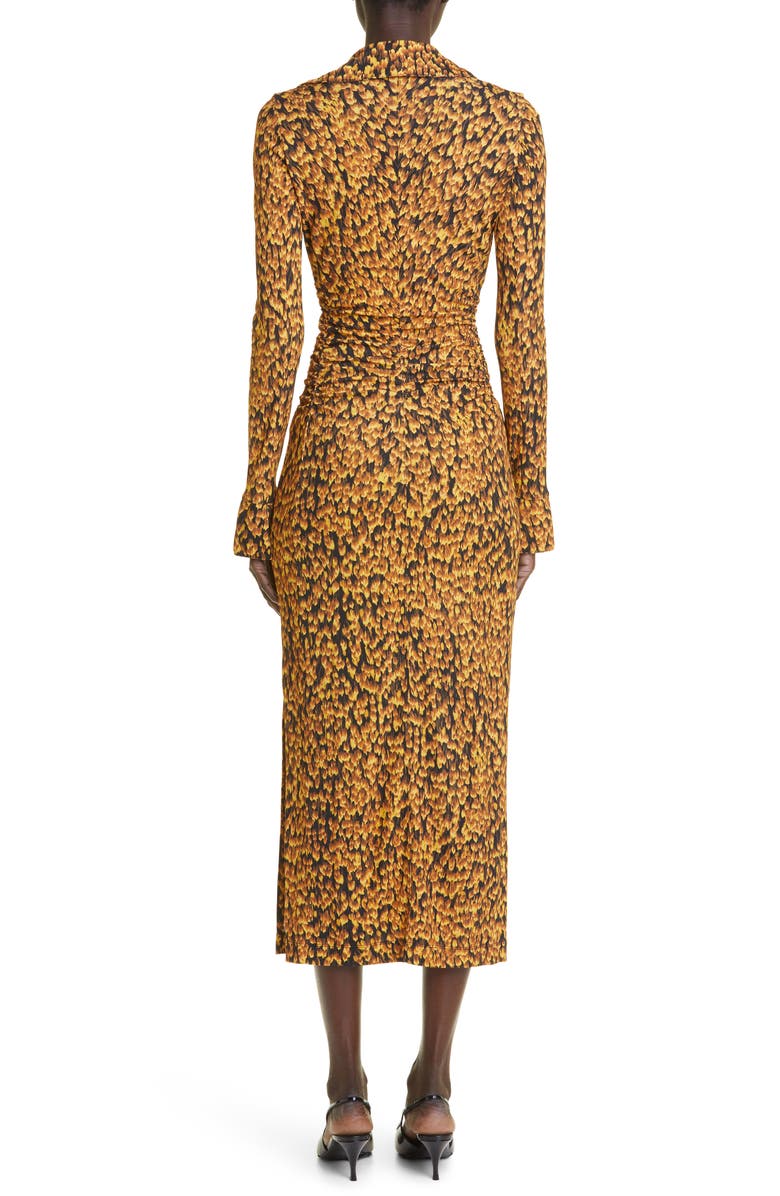 Altuzarra Claudia Feather Print Ruched Long Sleeve Shirtdress, Alternate, color,