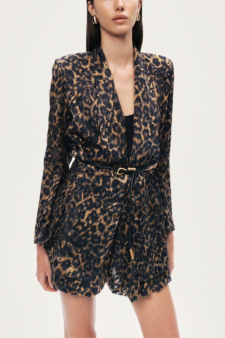 Printed Leopard Belted Jacket, Alternate, color, Multi-Colored