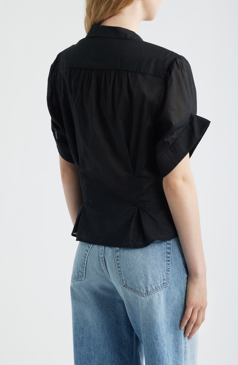 CISSA Sheer Cotton Button-Up Shirt, Alternate, color, Black Sheer