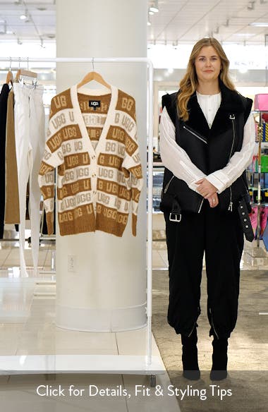 【UGG】Women's UGG Graphic Logo Cardigan 海外限定 UGG Women's Ugg Graphic Logo Cardigan Sweater, Chestnut