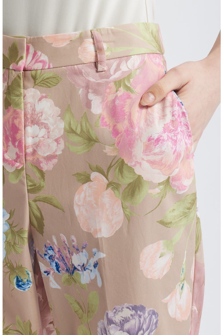 Floral Print Pants, Alternate, color, TAUPE MULTI