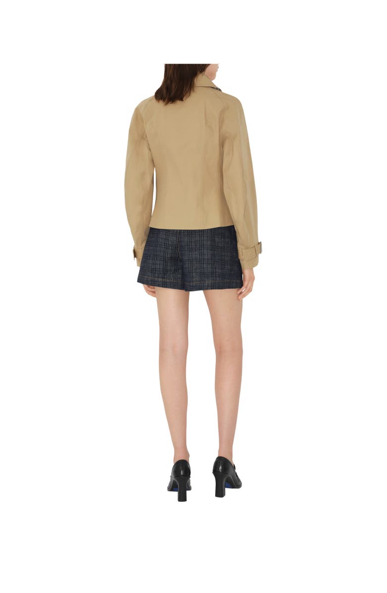 Burberry Cropped Cotton Trench Jacket, Alternate, color, Flax