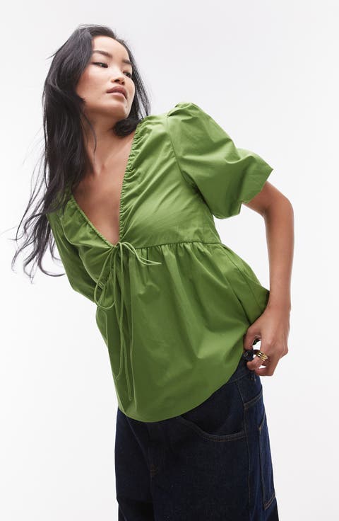 Poplin Puff Sleeve Top