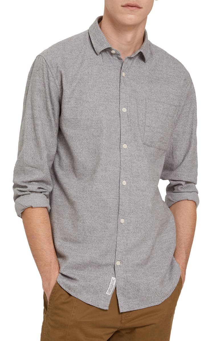 Frank And Oak Marled Button-Up Shirt, Main, color, 