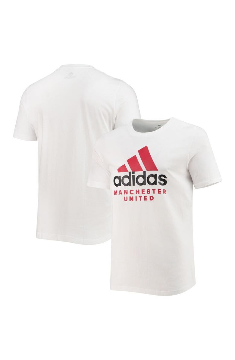 adidas Men's adidas White Manchester United DNA Logo T-Shirt, Main, color,