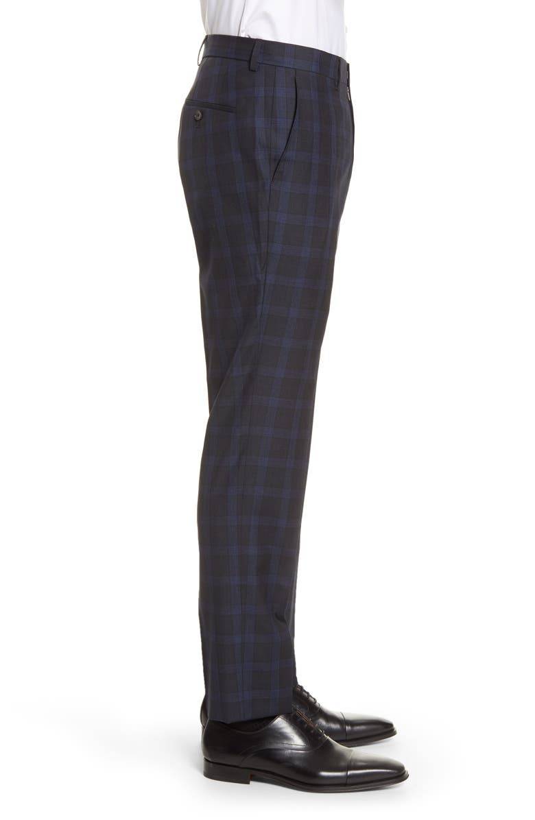 BOSS Huge Flat Front Plaid Wool Dress Pants, Alternate, color, 