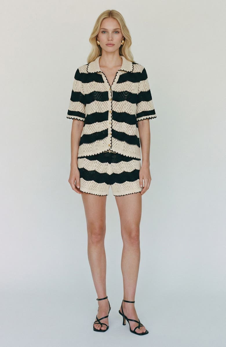 VERO MODA Golden Cove Cotton Knit Shorts, Alternate, color, Birch W. Black