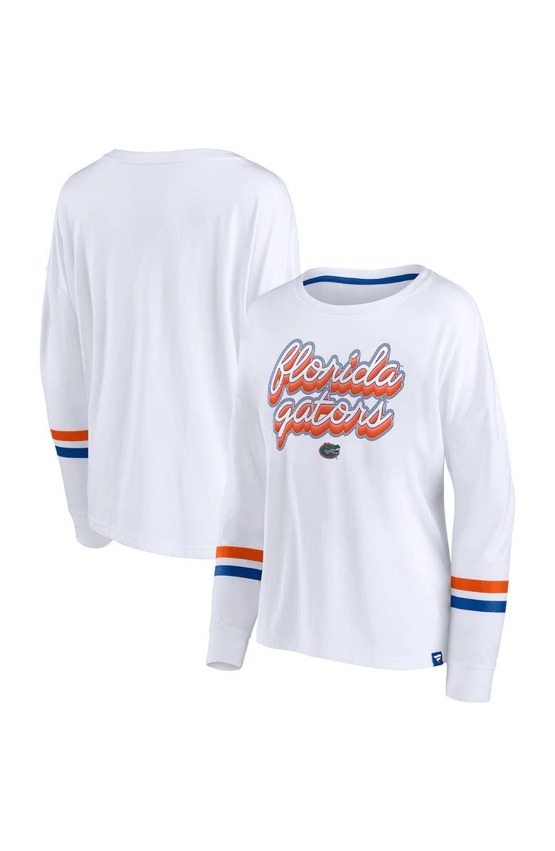 FANATICS Women's Fanatics Branded White Florida Gators Retro Power Striped Long Sleeve T-Shirt, Main, color, 