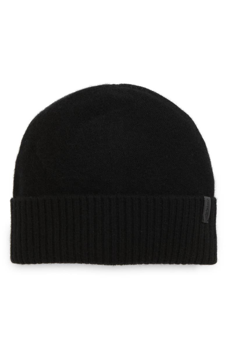 Vince Boiled Cashmere Cuff Beanie, Main, color, Black