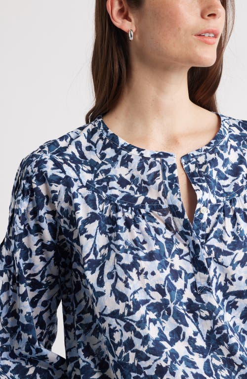 Caslonr Caslon(r) Pintuck Pleat Top In Navy- White Brushed Blooms