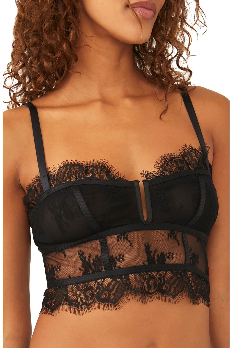 Intimately FP Layer in Lace Bustier Underwire Bra, Main, color, BLACK