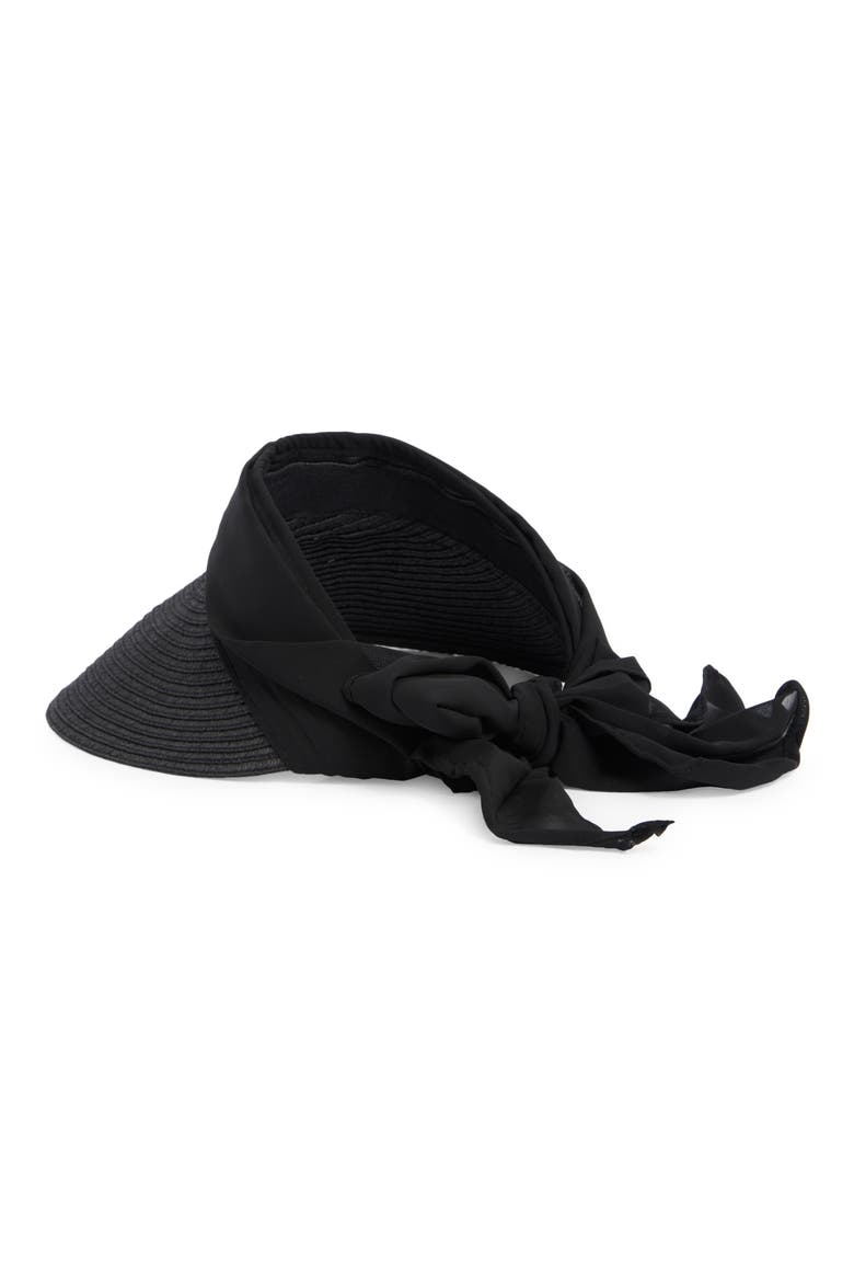 Chiffon Tie Back Visor, Alternate, color, BLACK ONYX