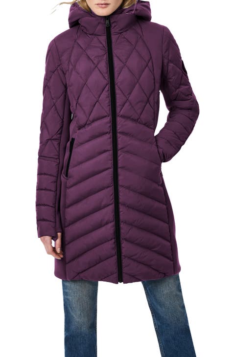 Long purple puffer coat online