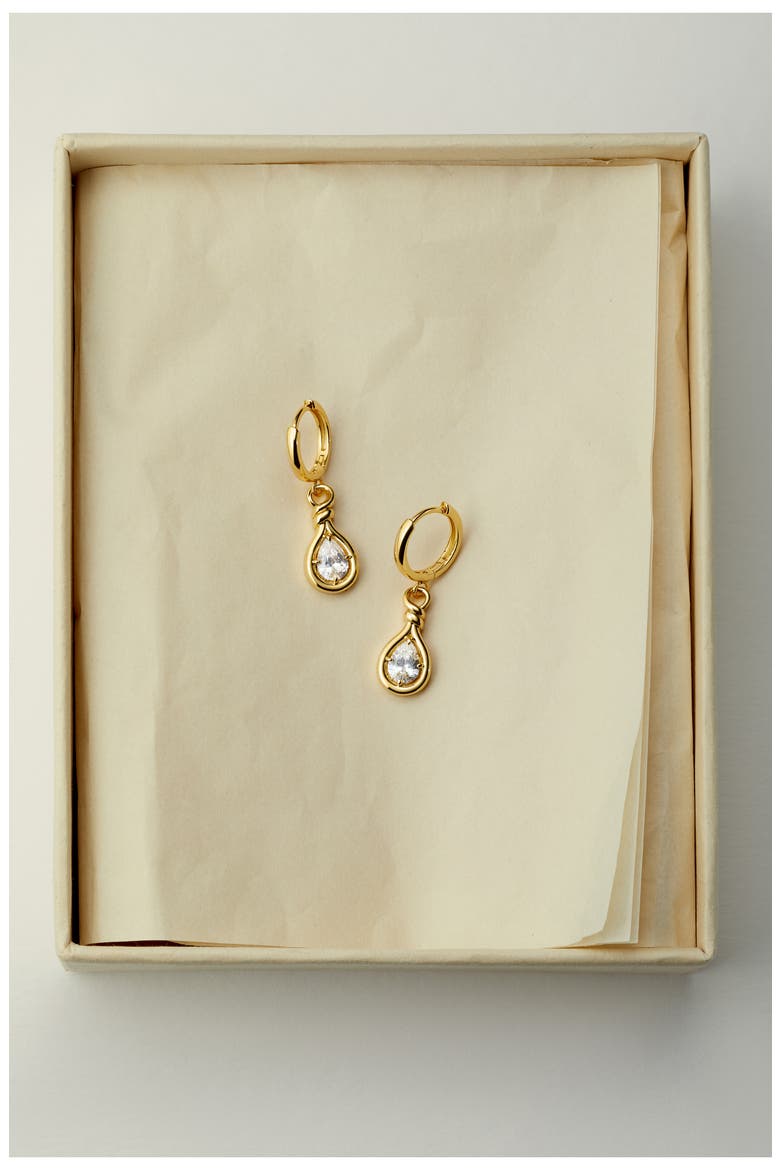 The Georgia Stone Knot Drop Earrings, Alternate, color, GOLD