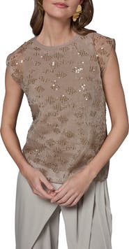 Donna Karan New York Sequin Detail Top