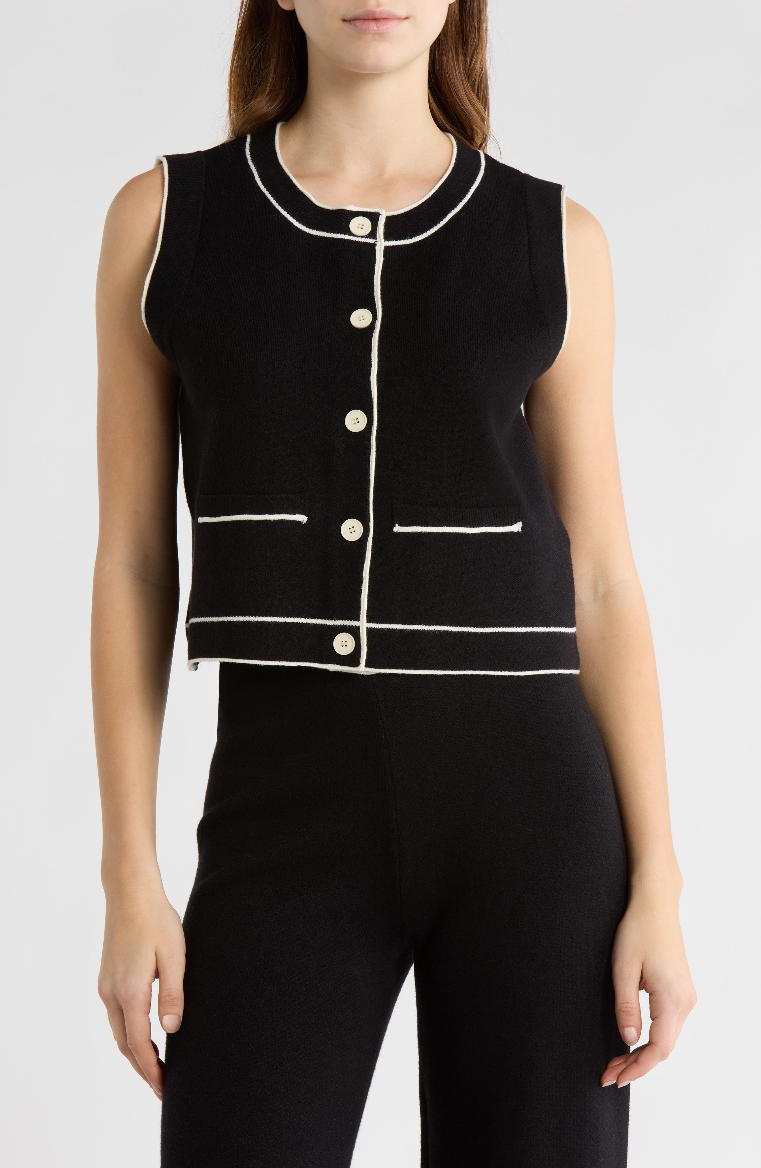 ELIE ELIE TAHARI Button-Up Sweater Vest