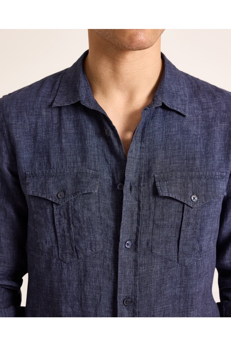 Colburn Lino Tailored Fit Linen Shirt with Chest Pockets, Alternate, color, NIGHT IRIS