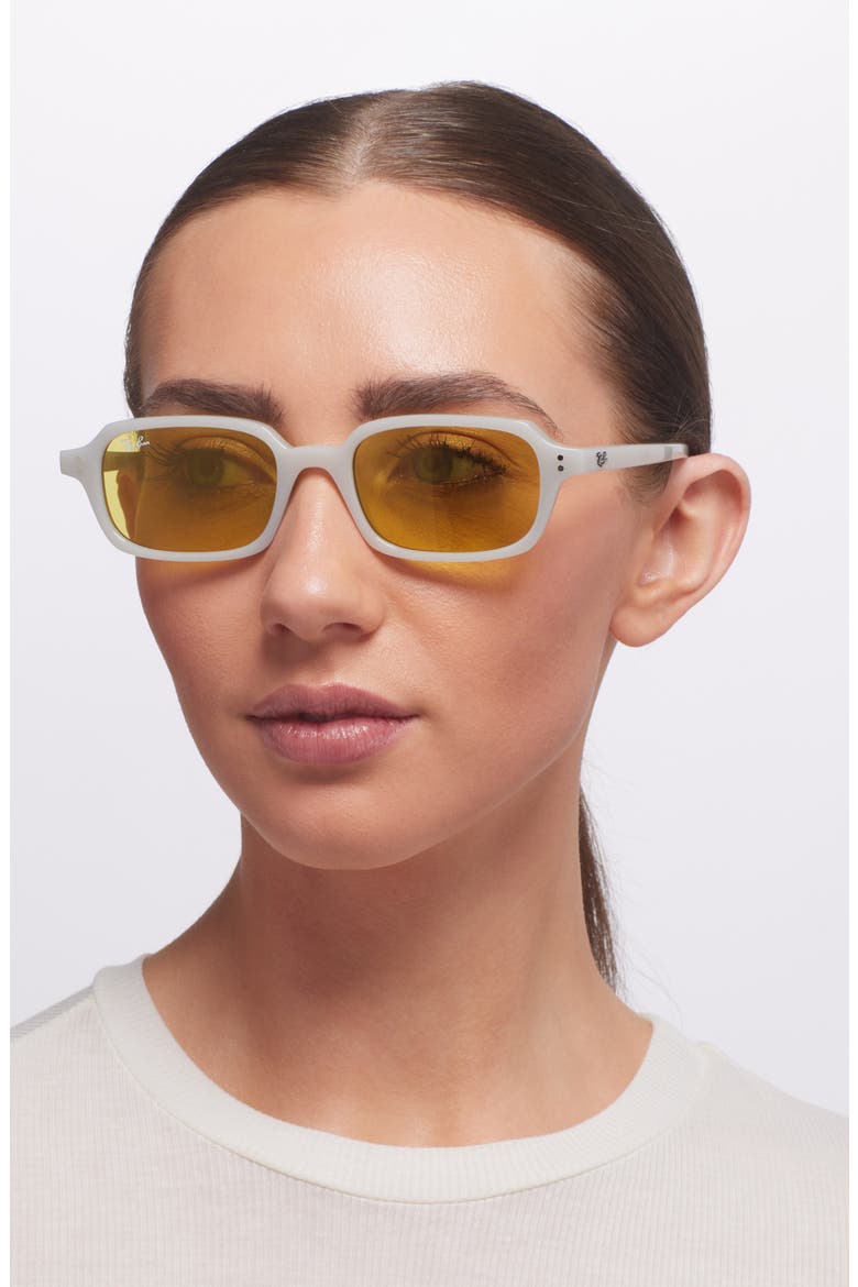 52mm Mirrored Pillow Sunglasses, Alternate, color, WHITE