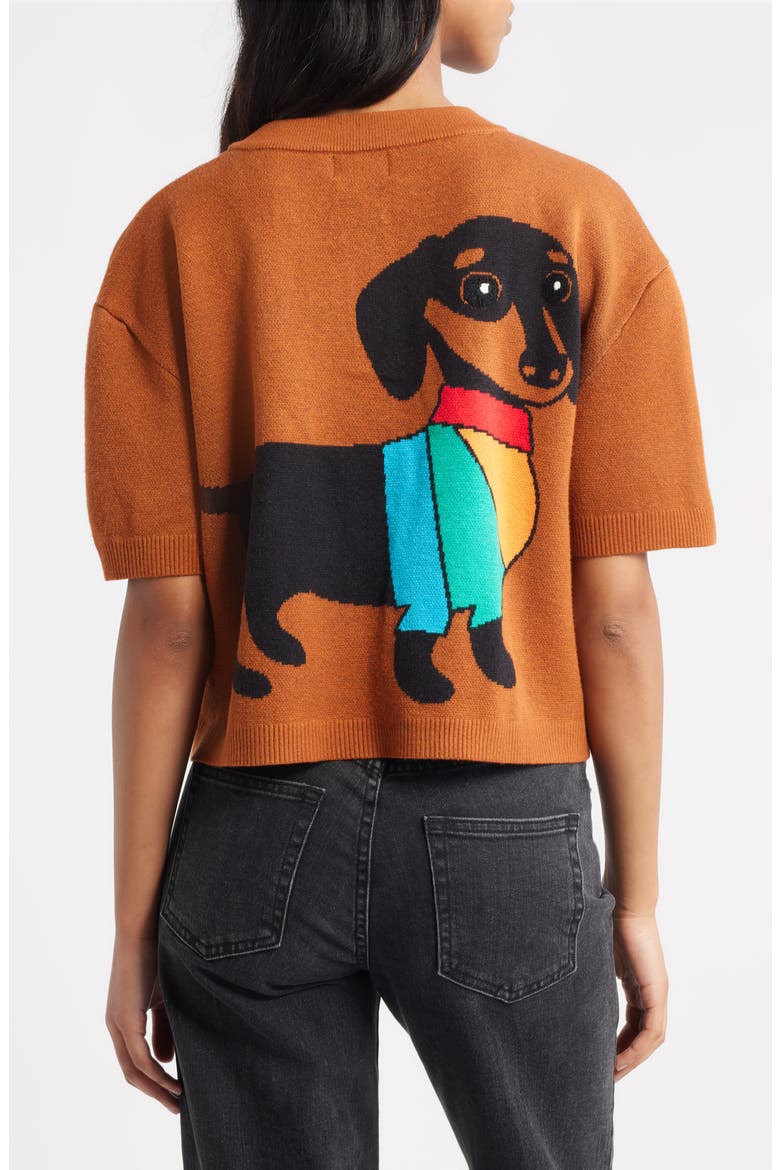 Weenie Dog Cardigan, Alternate, color, BROWN