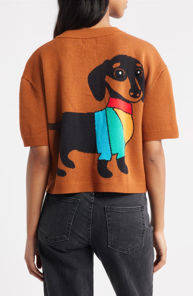 Dressed in Lala Weenie Dog Cardigan, Alternate, color, Brown