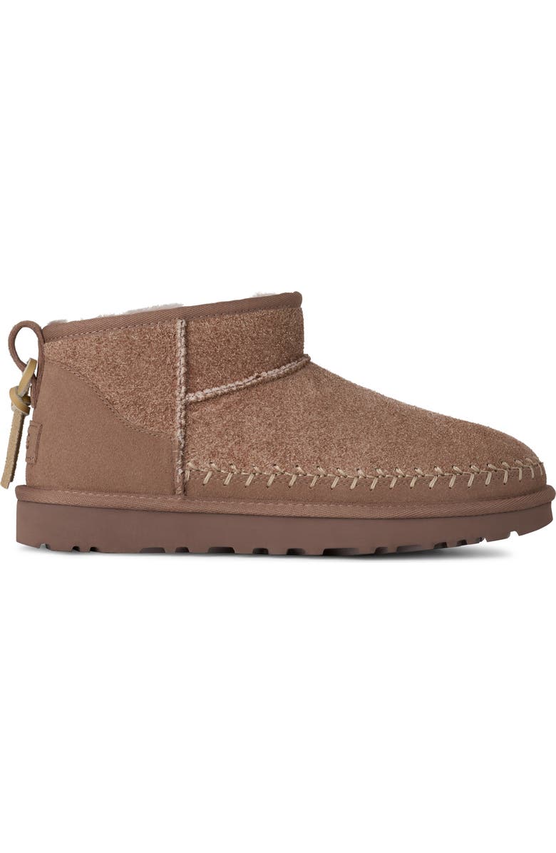 UGG<sup>®</sup> Classic Ultra Mini Biarritz Genuine Shearling Lined Bootie, Alternate, color, Rocky Oak
