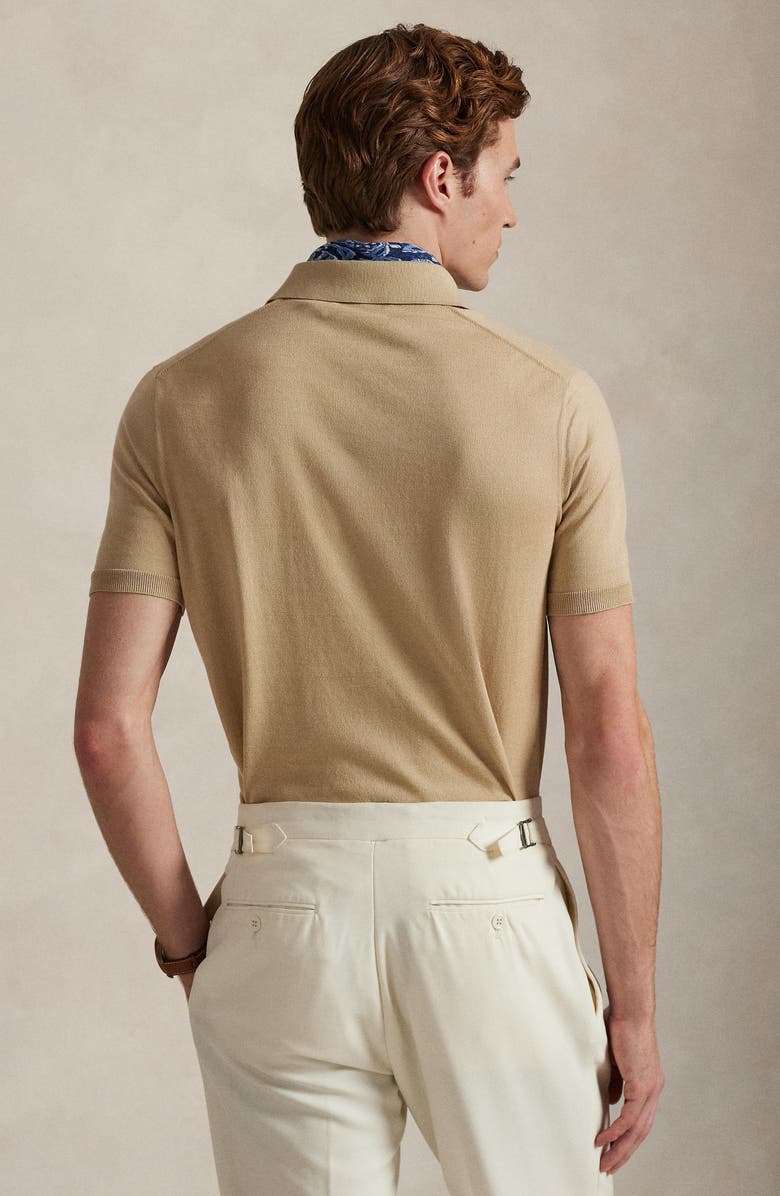 Polo Ralph Lauren Short Sleeve Cotton Polo Sweater, Alternate, color, Classic Tan