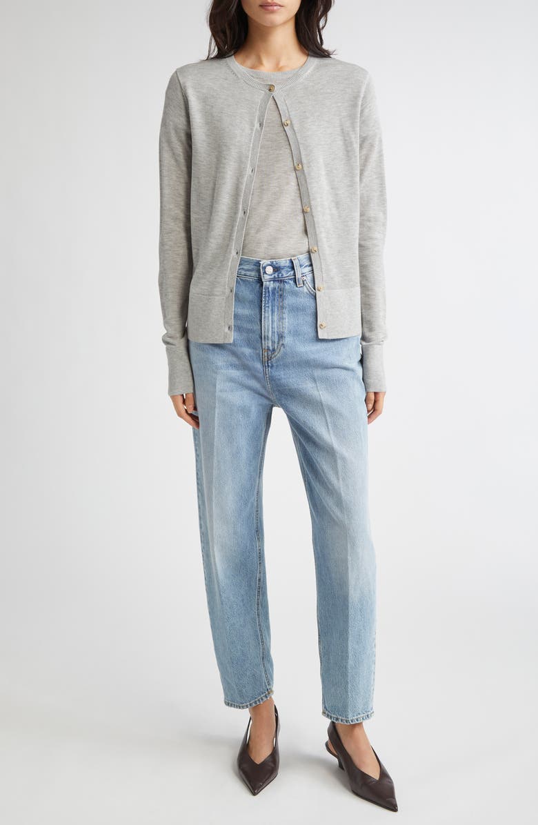 TOTEME Fine Knit Cardigan, Alternate, color, Grey Melange