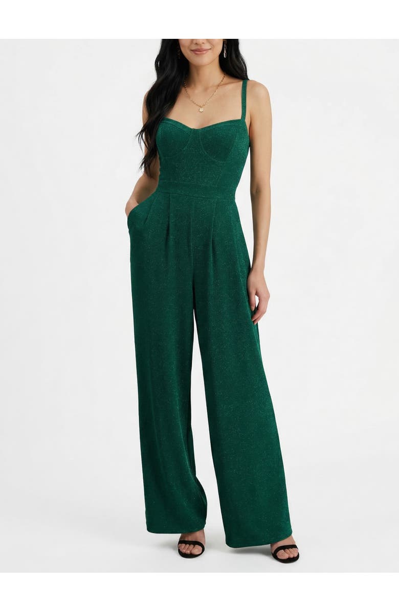 RACHEL Rachel Roy Serena Sleeveless Corset Jumpsuit, Main, color, Fir Green