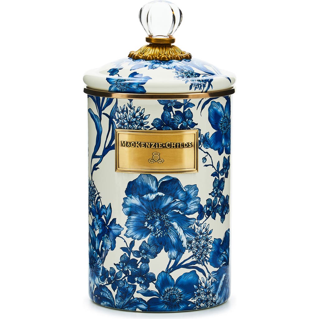Mackenzie-childs Mackenzie Childs Royal English Garden Large Enameled Steel Canister In Blue