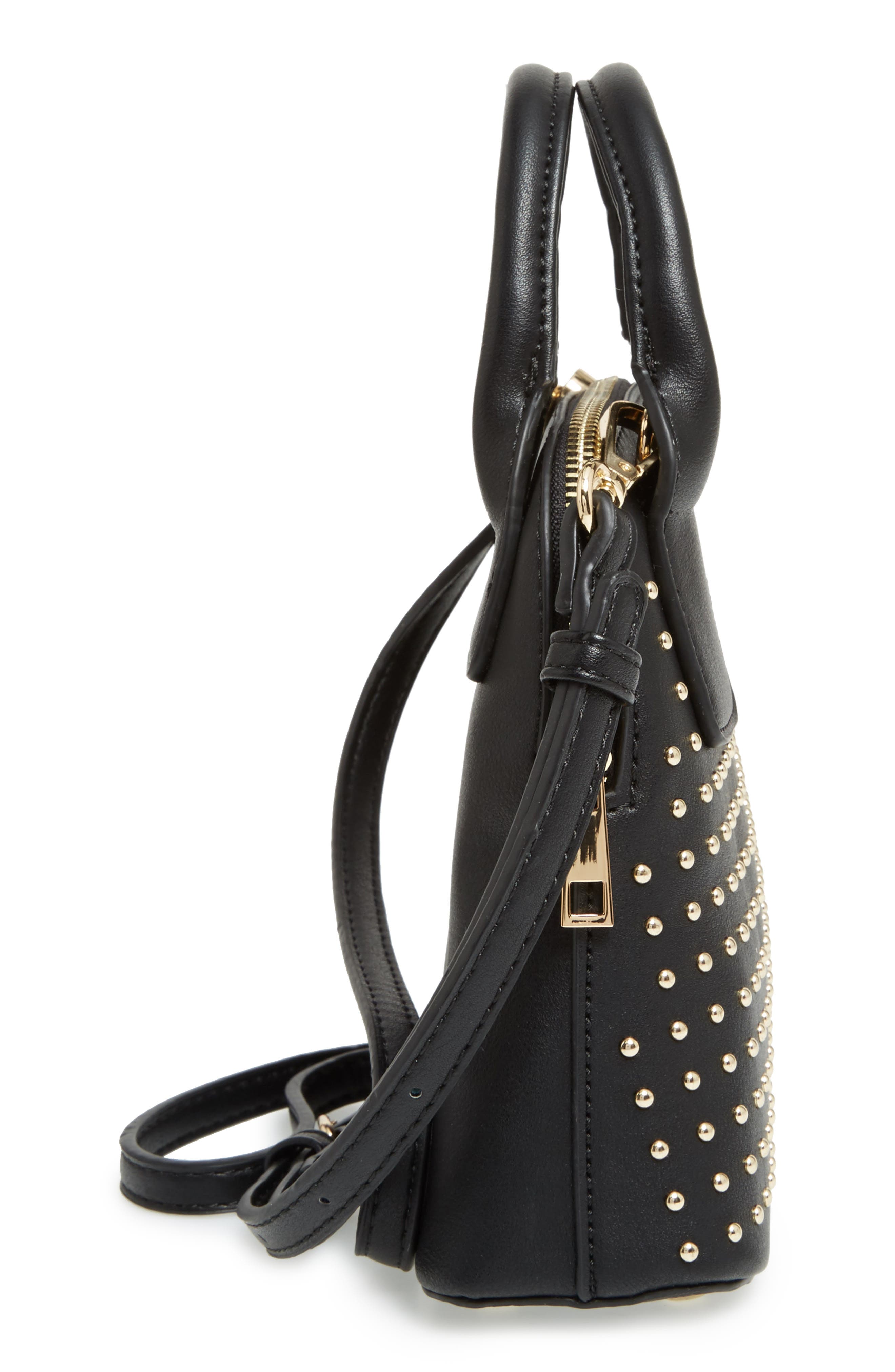 Sole Society Amalia Studded Dome Faux Leather Satchel, Alternate, color, 