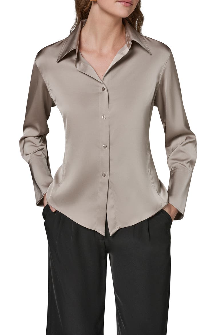womens satin dress shirt Damipow Satin Silk Button Down Shirts for Women Dress Shirts Long Sleeve  Blouses Womens Shirt,Black,S at Amazon Women's Clothing store